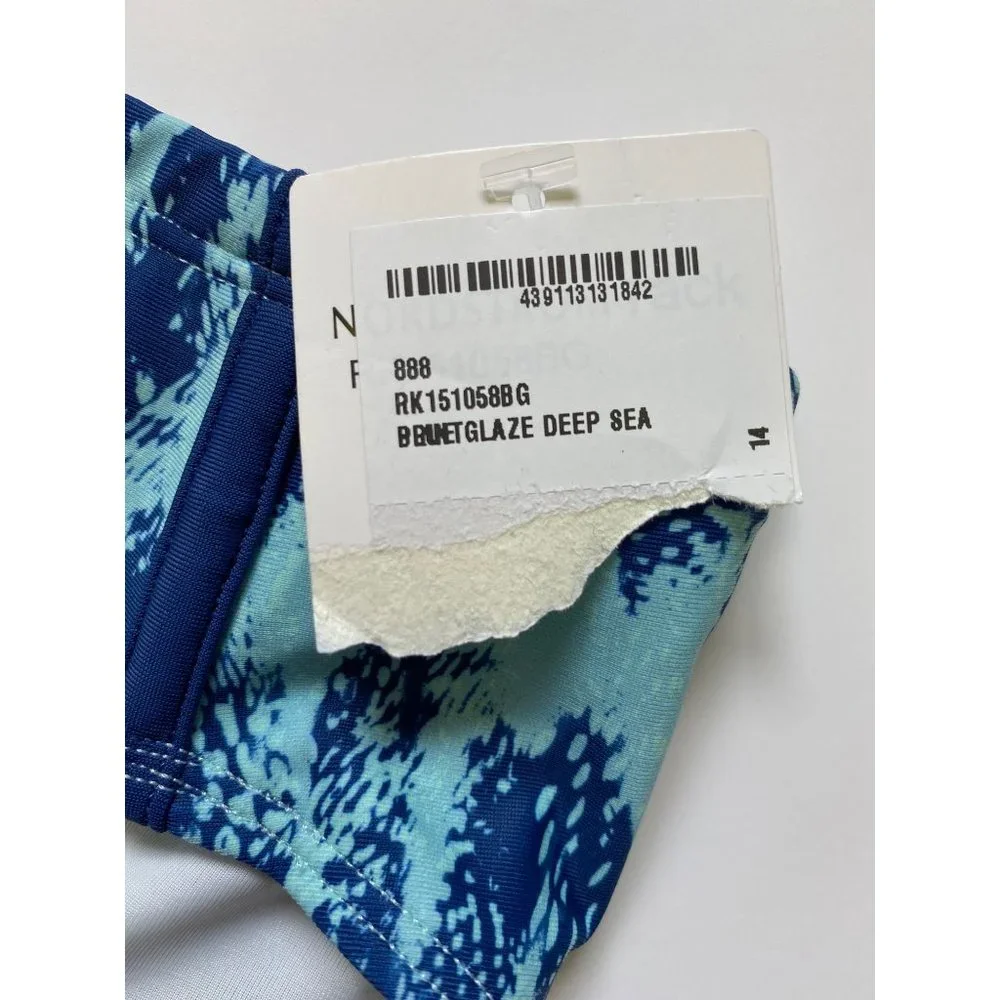Z By Zella Blue Glaze Deep Sea Print Bikini Bottoms NEW WITH TAGS